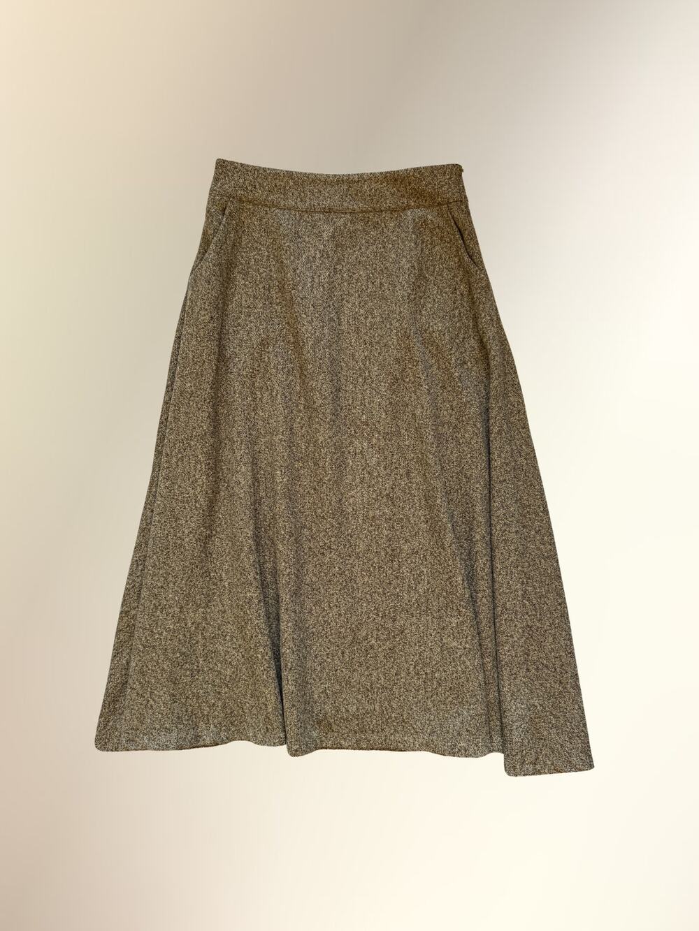 Vintage Charles Richards Beige Tweed A-Line Maxi Skirt Women's L
